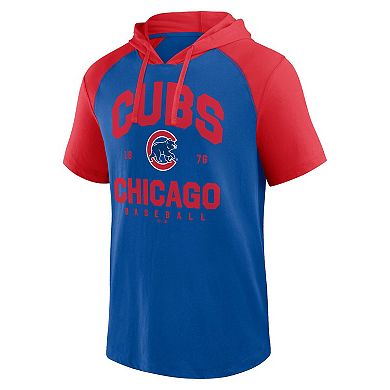 Men's�Fanatics Royal Chicago Cubs Prime Raglan Short Sleeve Hoodie T-Shirt