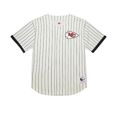 Men's�Mitchell & Ness Cream Kansas City Chiefs Final Seconds Vintage Logo Mesh Button-Up Shirt