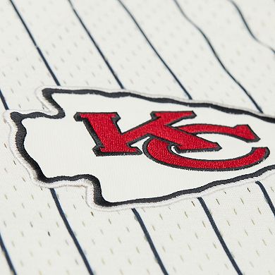 Men's�Mitchell & Ness Cream Kansas City Chiefs Final Seconds Vintage Logo Mesh Button-Up Shirt