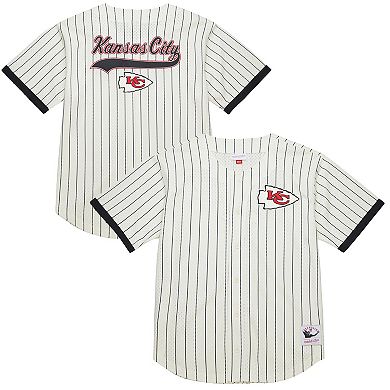 Men's�Mitchell & Ness Cream Kansas City Chiefs Final Seconds Vintage Logo Mesh Button-Up Shirt
