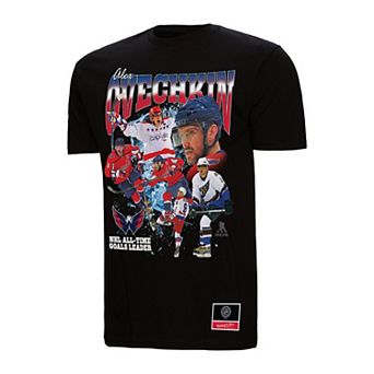 Men's Mitchell & Ness Alexander Ovechkin Black Washington Capitals NHL All-Time Leading Goal Scorer Graphic T-Shirt