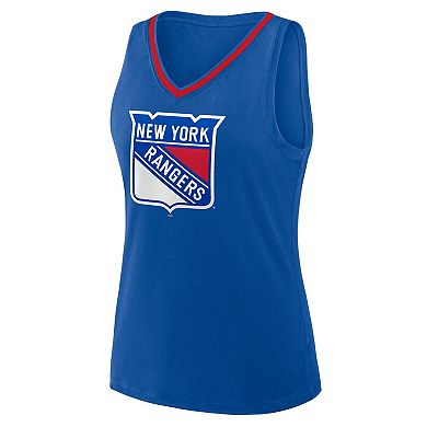 Women's Blue New York Rangers Stellar Win V-Neck Tank Top