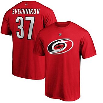 Men's Fanatics Andrei Svechnikov Red Carolina Hurricanes Authentic Stack Name & Number T-Shirt
