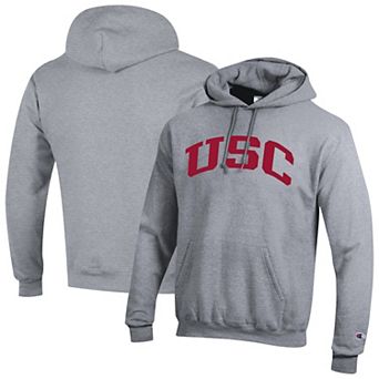 Men's Champion Heather Gray USC Trojans Basic Arch Fleece Pullover Hoodie