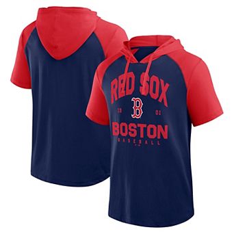 Men's�Fanatics Navy Boston Red Sox Prime Raglan Short Sleeve Hoodie T-Shirt