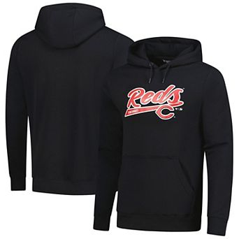 Men's�Levelwear Black Cincinnati Reds Podium Fleece Pullover Hoodie