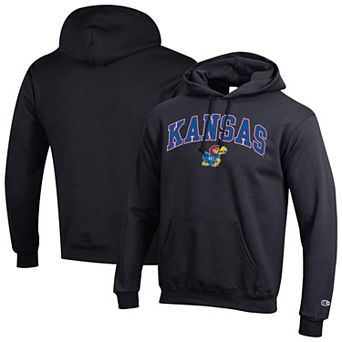 Men's Champion® Black Kansas Jayhawks Arch Over Logo Pullover Hoodie