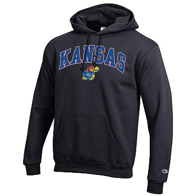 Men's Champion® Black Kansas Jayhawks Arch Over Logo Pullover Hoodie