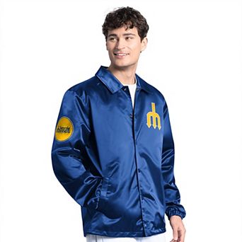 Men's Starter Royal Seattle Mariners Cooperstown Collection Point Man Full-Snap Coaches Jacket
