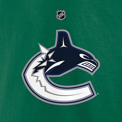 Men's Fanatics Brock Boeser Green Vancouver Canucks Authentic Stack Name & Number T-Shirt