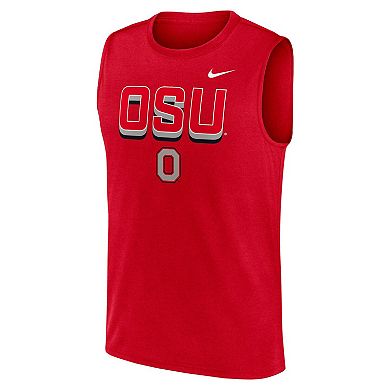 Men's Nike Scarlet Ohio State Buckeyes Primetime Tricode Legend Performance Tank Top