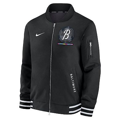 Men's Nike Black Baltimore Orioles Authentic Collection City Connect Full-Zip Bomber Jacket