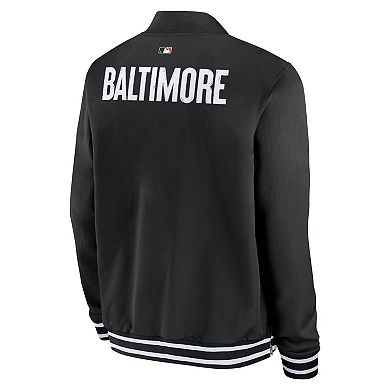 Men's Nike Black Baltimore Orioles Authentic Collection City Connect Full-Zip Bomber Jacket