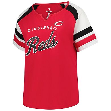 Women's Profile Elly De La Cruz Red Cincinnati Reds Plus Size Name & Number Raglan T-Shirt
