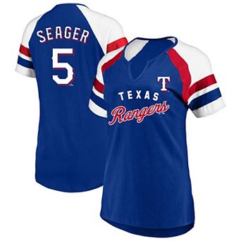 Women's�Profile Corey Seager Royal Texas Rangers Plus Size Name & Number Raglan T-Shirt