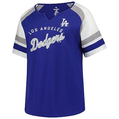 Women's Profile Shohei Ohtani Royal Los Angeles Dodgers Plus Size Name & Number Raglan T-Shirt