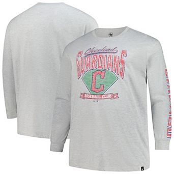 Men's�'47 Gray Cleveland Guardians Big & Tall Distressed Franklin Long Sleeve T-Shirt