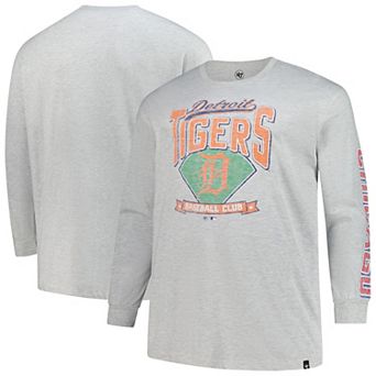 Men's�'47 Gray Detroit Tigers Big & Tall Distressed Franklin Long Sleeve T-Shirt