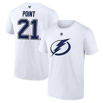 Men's Fanatics Brayden Point White Tampa Bay Lightning Authentic Stack Name & Number T-Shirt