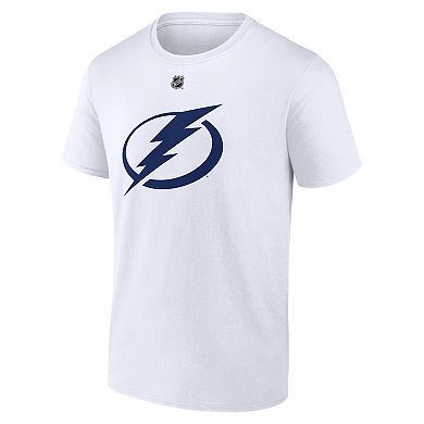 Men's Fanatics Brayden Point White Tampa Bay Lightning Authentic Stack Name & Number T-Shirt