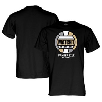 Unisex Blue 84 Black Vanderbilt Commodores Inaugural Volleyball Match T-Shirt
