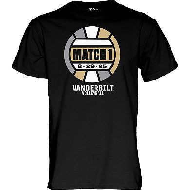 Unisex Blue 84 Black Vanderbilt Commodores Inaugural Volleyball Match T-Shirt