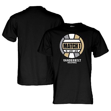 Unisex Blue 84 Black Vanderbilt Commodores Inaugural Volleyball Match T-Shirt