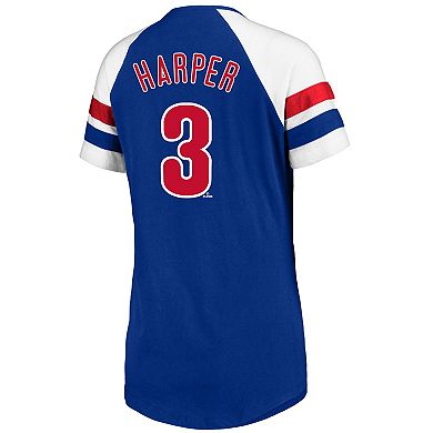 Women's Profile Bryce Harper Royal Philadelphia Phillies Plus Size Name & Number Raglan T-Shirt