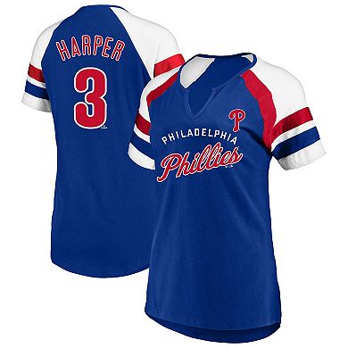 Women's Profile Bryce Harper Royal Philadelphia Phillies Plus Size Name & Number Raglan T-Shirt