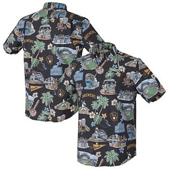 Men's�Reyn Spooner Black Milwaukee Brewers Scenic Tri-Blend Button-Down Shirt