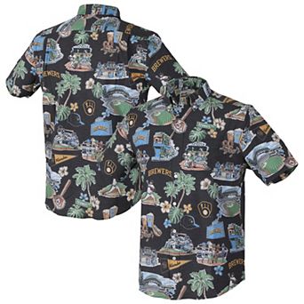 Men's�Reyn Spooner Black Milwaukee Brewers Scenic Tri-Blend Button-Down Shirt
