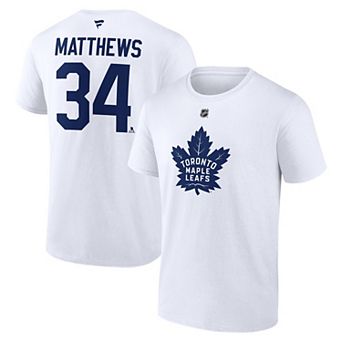 Men's Fanatics Auston Matthews White Toronto Maple Leafs Authentic Stack Name & Number T-Shirt