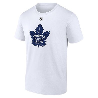Men's Fanatics Auston Matthews White Toronto Maple Leafs Authentic Stack Name & Number T-Shirt