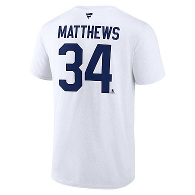 Men's Fanatics Auston Matthews White Toronto Maple Leafs Authentic Stack Name & Number T-Shirt