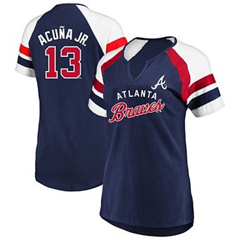 Women's�Profile Ronald Acu̱a Jr. Navy Atlanta Braves Plus Size Name & Number Raglan T-Shirt