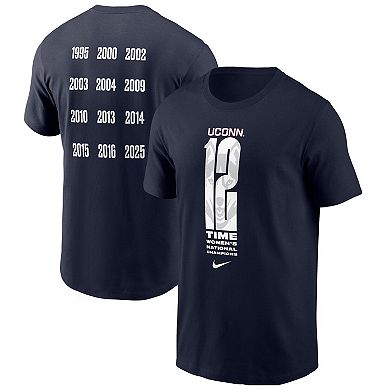 Men's Nike Navy UConn Huskies 12-Time NCAA Women's Basketball National Champions T-Shirt