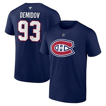 Men's�Fanatics Ivan Demidov Navy Montreal Canadiens Authentic Stacked Name & Number T-Shirt