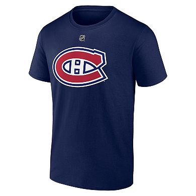 Men's Fanatics Ivan Demidov Navy Montreal Canadiens Authentic Stacked Name & Number T-Shirt