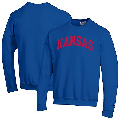 Men's Champion Royal Kansas Jayhawks Basic Arch Fleece Pullover Sweatshirt