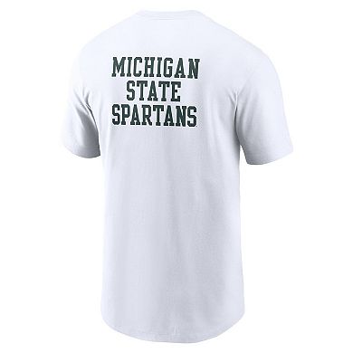 Men's Nike White Michigan State Spartans 2-Hit Stacked T-Shirt