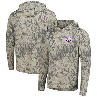 Men's�Levelwear Tan Chicago Cubs Insignia Lightweight Long Sleeve Hooded T-Shirt