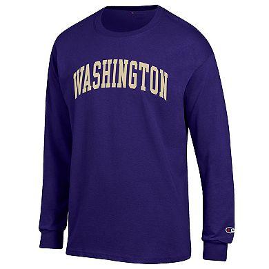 Men's Champion Purple Washington Huskies Basic Arch Long Sleeve T-Shirt