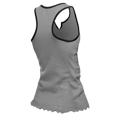 Women's�New Era Silver Las Vegas Raiders Lettuce Hem Notch Neck Tri-Blend Tank Top
