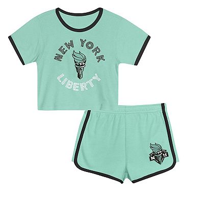 Toddler Outerstuff Mint New York Liberty Double Run T-Shirt & Shorts Set