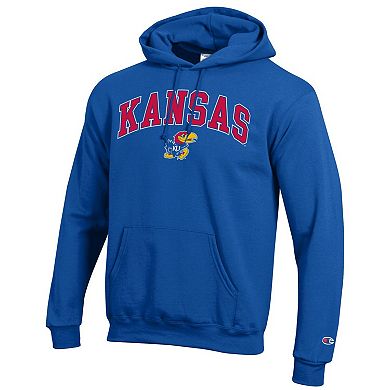 Men's Champion® Royal Kansas Jayhawks Arch Over Logo Pullover Hoodie