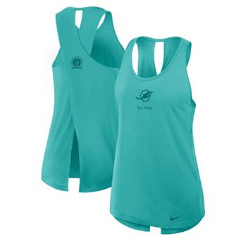 Women's Nike Aqua Miami Dolphins Glory Crisscross Performance Tank Top