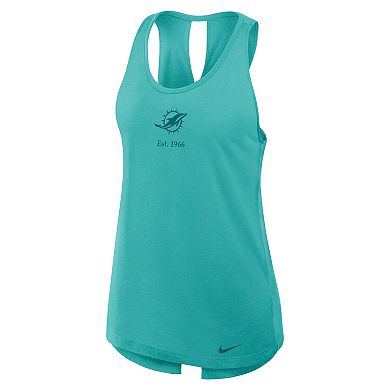 Women's Nike Aqua Miami Dolphins Glory Crisscross Performance Tank Top