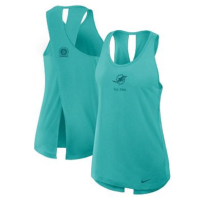 Women's Nike Aqua Miami Dolphins Glory Crisscross Performance Tank Top