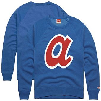 Men's Homage Royal Atlanta Braves Retro Tri-Blend Pullover Sweatshirt