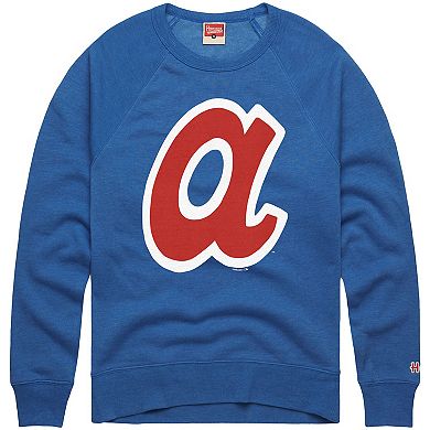Men's�Homage Royal Atlanta Braves Retro Tri-Blend Pullover Sweatshirt